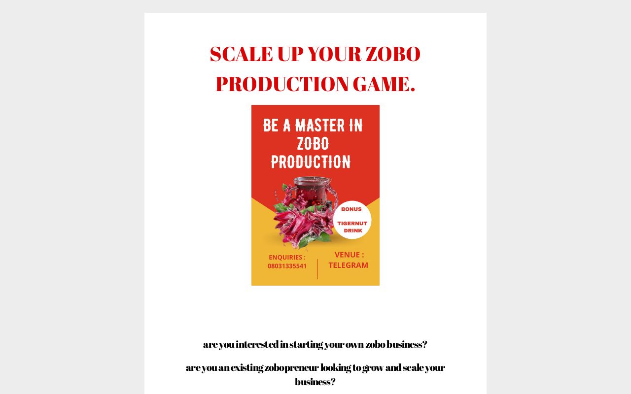 BE A MASTER IN ZOBO PRODUCTION